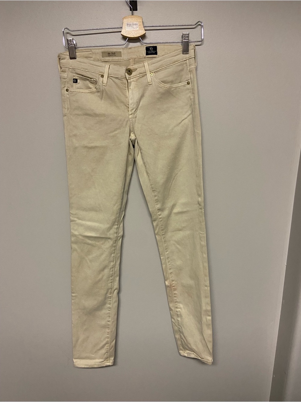 Ag Adriano Goldschmied Straight-Leg Jeans in Light Beige - Picture 2 of 4